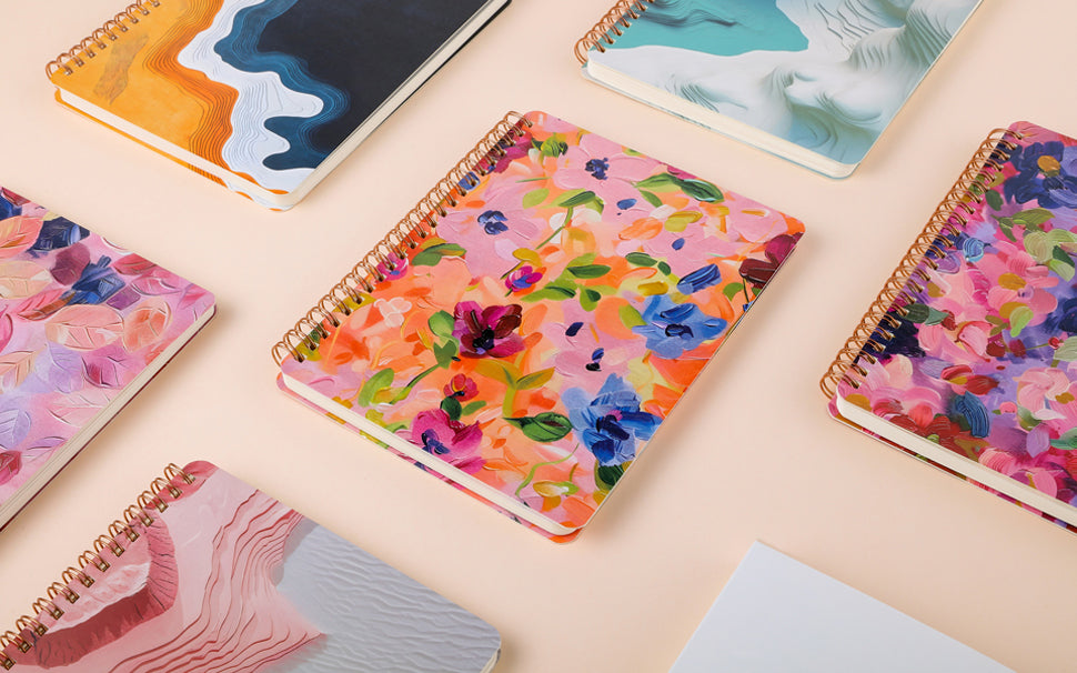 Spiral Notebook for Women, 8.25" x 6.25" Journal with Durable Hardcover and 160 Lined Pages with Large Pockets - Perfect to Stay Organized and Boost Productivity at Work or School