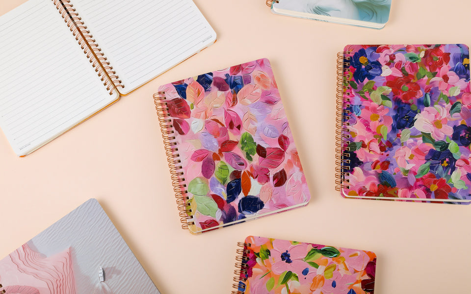 Spiral Notebook for Women, 8.25" x 6.25" Journal with Durable Hardcover and 160 Lined Pages with Large Pockets - Perfect to Stay Organized and Boost Productivity at Work or School