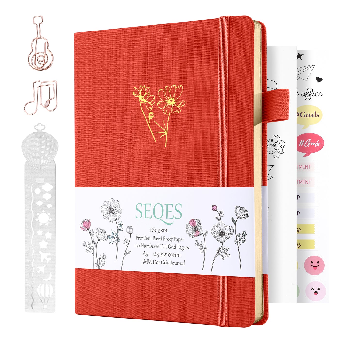 Bullet Journal A5 160gsm PREMIUM paper gold edge-blooming flower