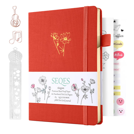 Bullet Journal A5 160gsm PREMIUM paper gold edge-blooming flower