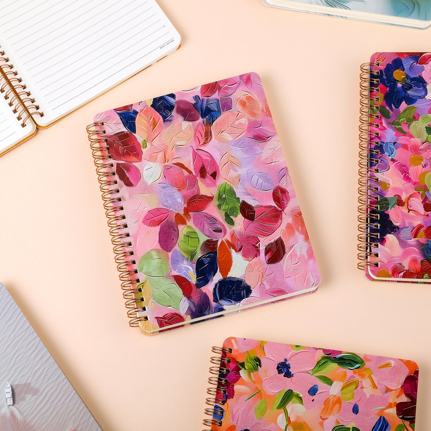 Spiral Notebook for Women, 8.25" x 6.25" Journal with Durable Hardcover and 160 Lined Pages with Large Pockets - Perfect to Stay Organized and Boost Productivity at Work or School