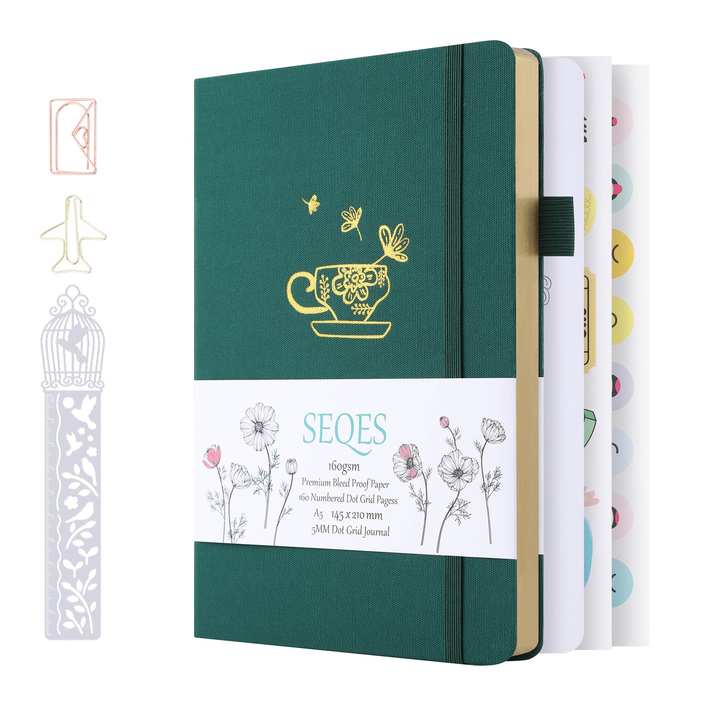 Bullet Dotted Journal - A5 Dot Grid Notebook with pages number,160gsm Bleedproof Paper,Silver Edge for Personal Organizers,Bullet Journals, and journaling- COFFEE