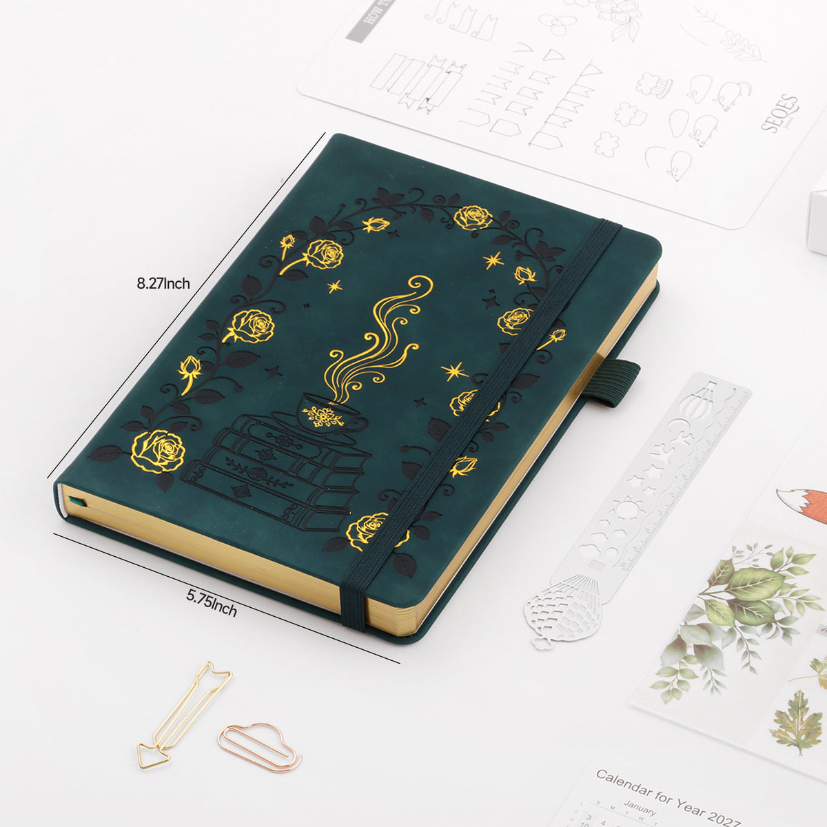 SeQeS Emerald Bookish A5 bullet journal, open dot-grid pages