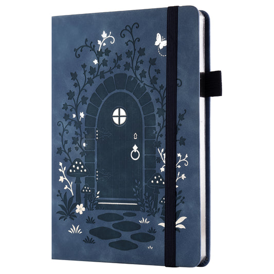 A5 Bullet Dotted Journal, 5mm Grid, 160gsm Bleedproof Paper, 160 Numbered Pages, PU Leather Hardcover with Gold/Silver Page Edges, Bullet Journals for Creatives & Professionals (Secret Realm Gate)
