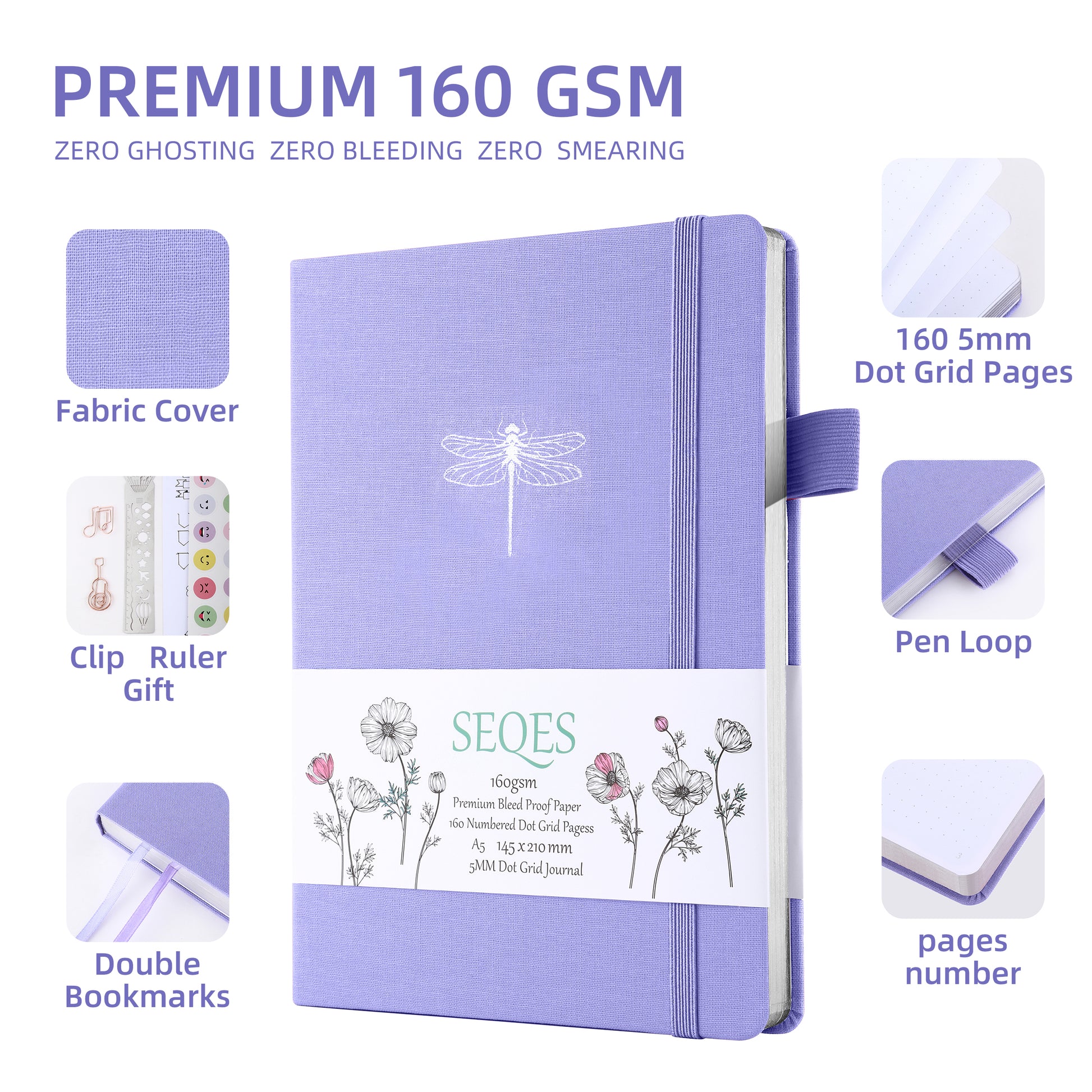 Buy SeQeS Bullet Dotted Journals - A5 Dot Grid 160gsm Bleedproof  Paper,Hardcover Dot Journal with Inner Pocket Online at desertcartINDIA