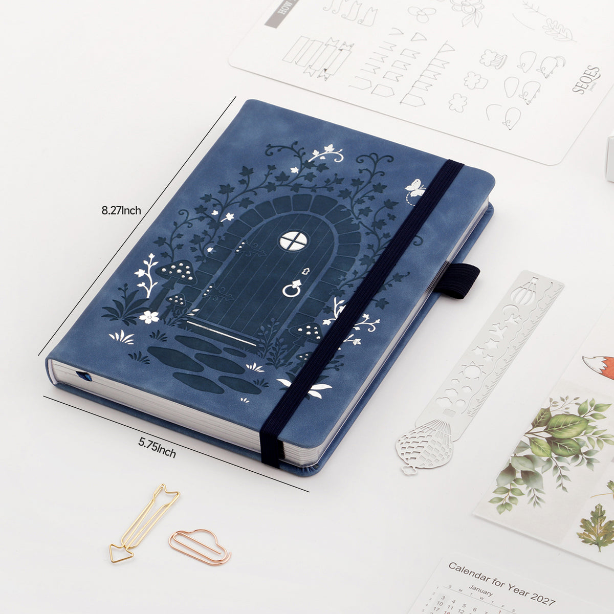 A5 Bullet Dotted Journal, 5mm Grid, 160gsm Bleedproof Paper, 160 Numbered Pages, PU Leather Hardcover with Gold/Silver Page Edges, Bullet Journals for Creatives & Professionals (Secret Realm Gate)